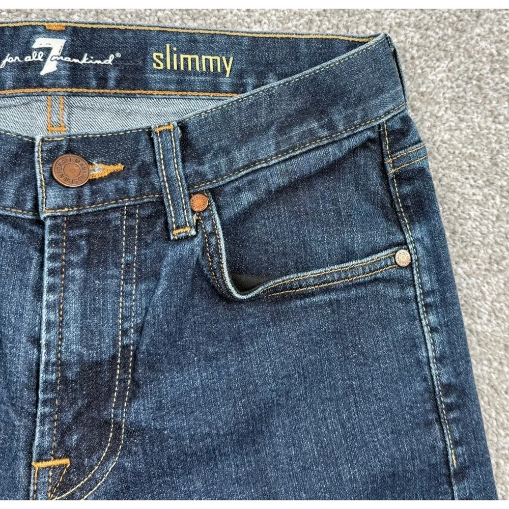 7 For All Mankind Slimmy Jeans Mens 29 Blue Stretch Slim Straight 29x30
